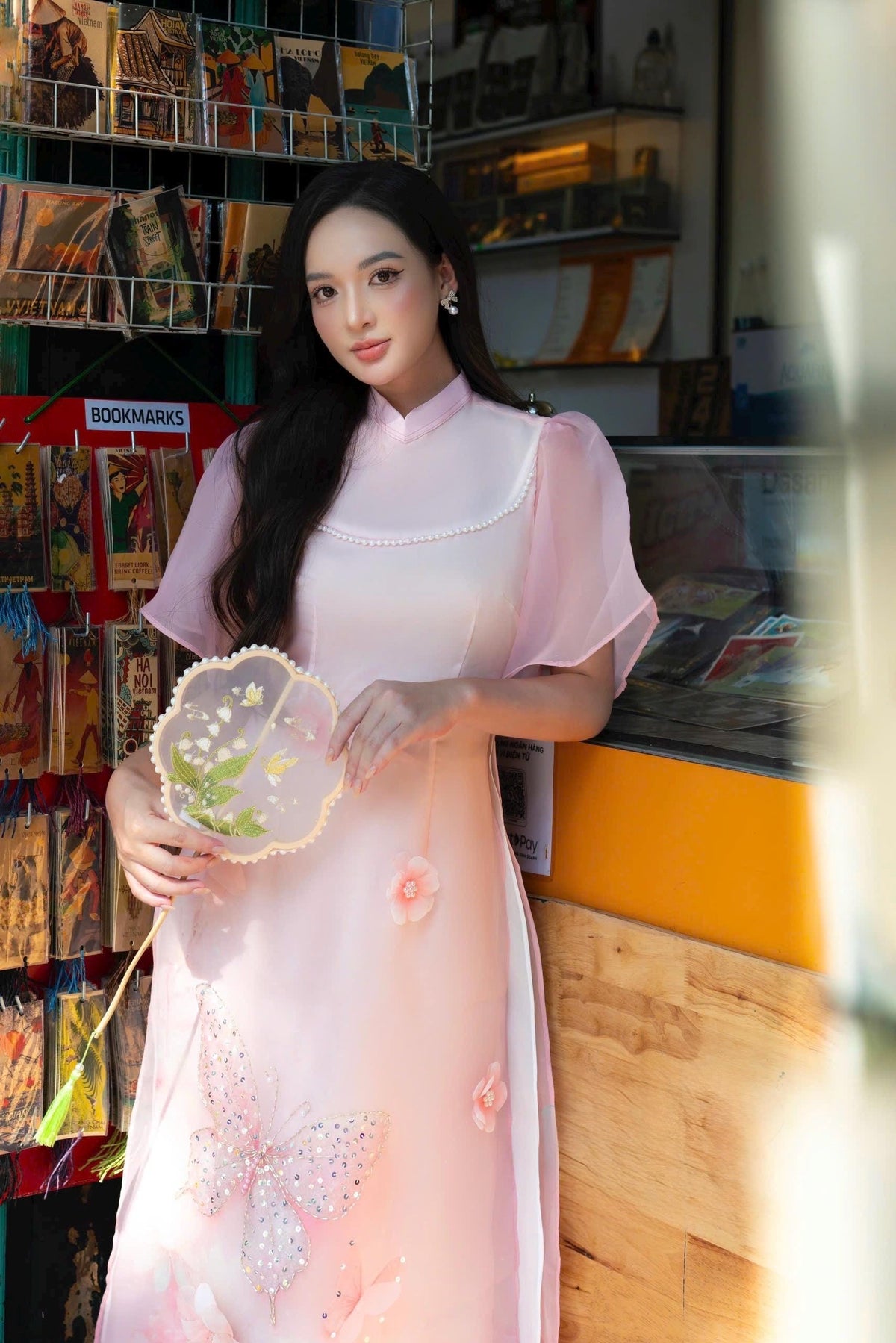 TamAnh Vietnamese aodai light pink, pants included