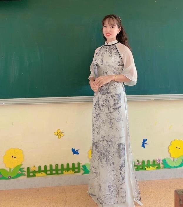 Vietnamese navy blue aodai floral, pants included