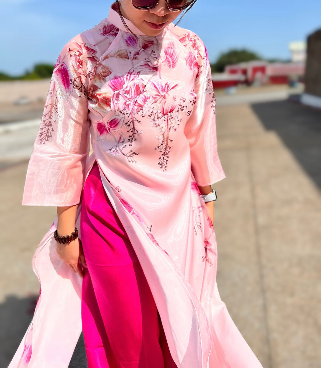 Vietnamese aodai  Lilian pale pink, pants included