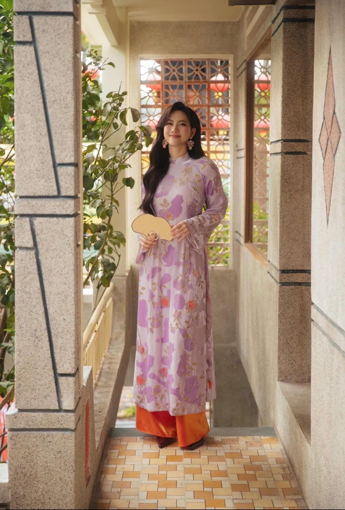 NhungY Vietnamese aodai velvet Purple, pants included
