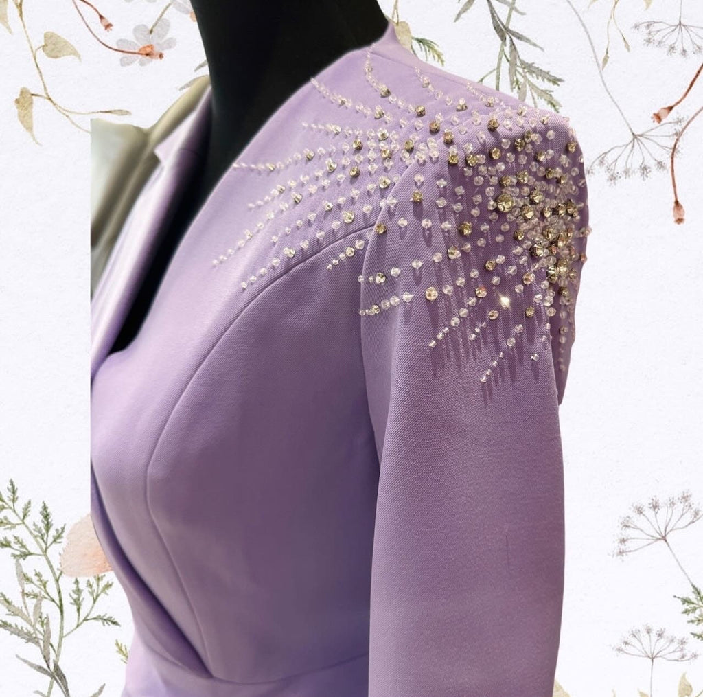 Purple/ivory blazer design dress