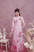 HongCuc Vietnamese ao dai pink, pants included