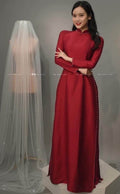LuaVanXuoc Vietnamese ao dài red, pants included