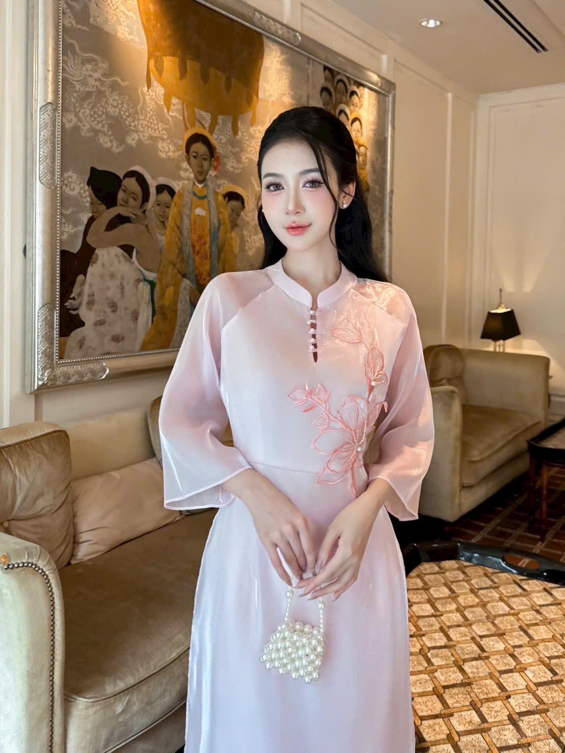 DieuLien Vietnamese aodai pink, pants included