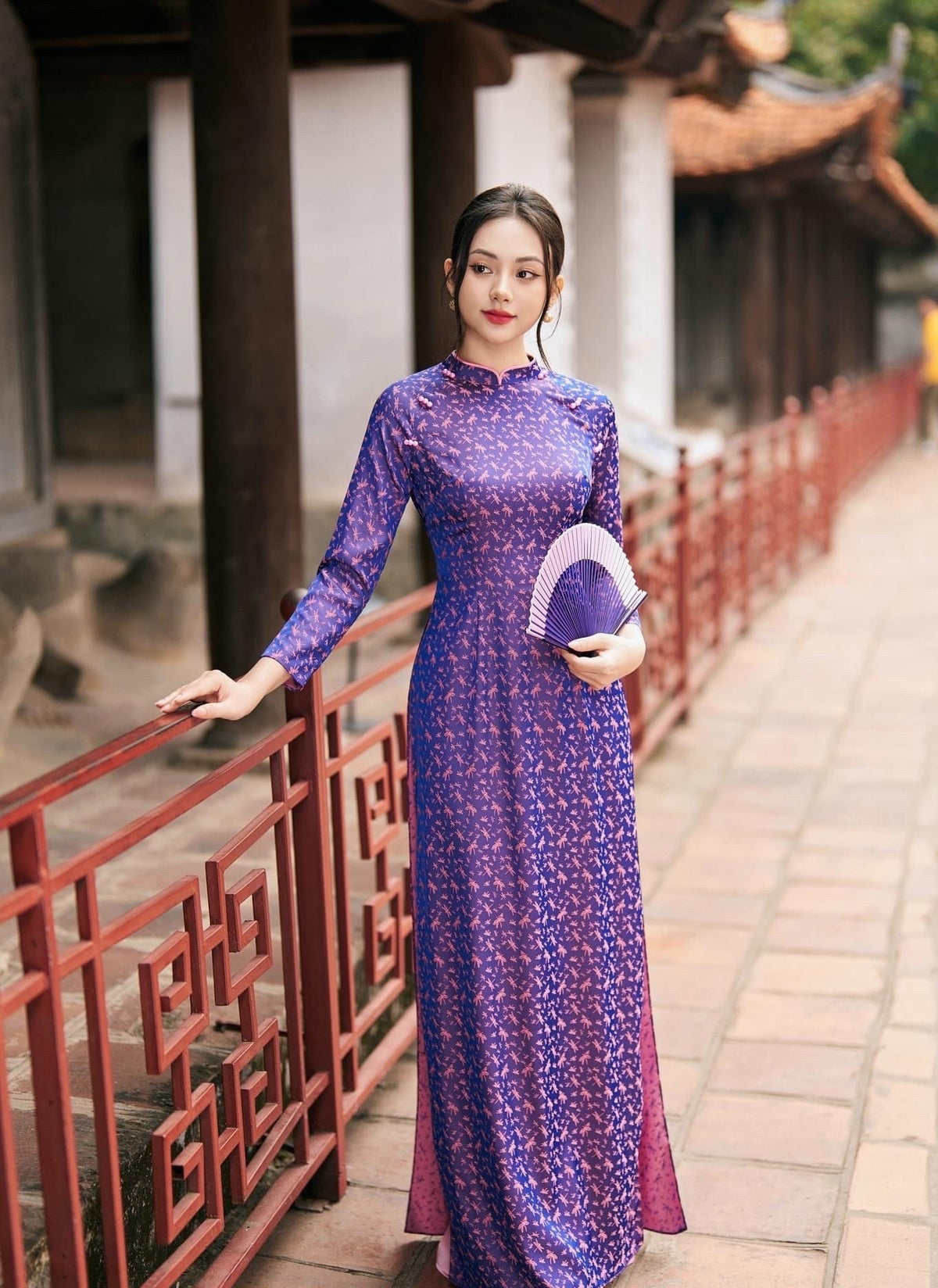 Dragonfly Vietnamese aodai purple, pants included