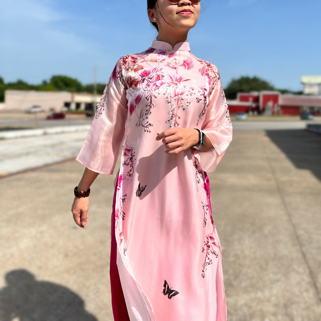 Vietnamese aodai  Lilian pale pink, pants included
