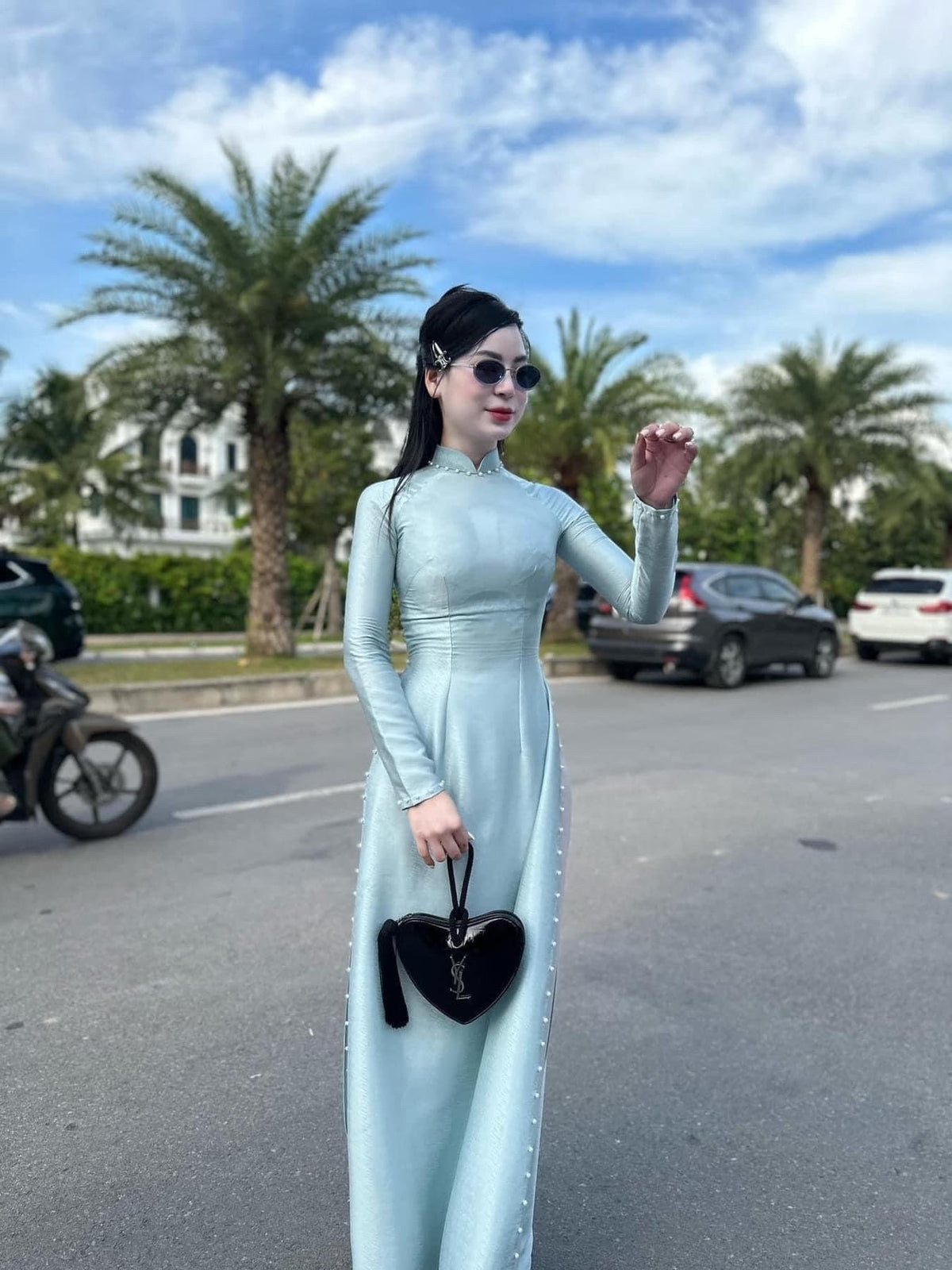 LuaVanXuoc Vietnamese ao dai mint green aodai, pants included