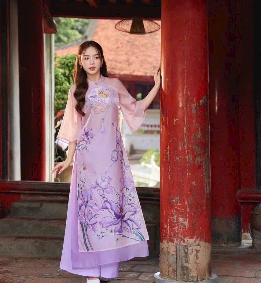 Lepy Vietnamese aodai purple, pants included