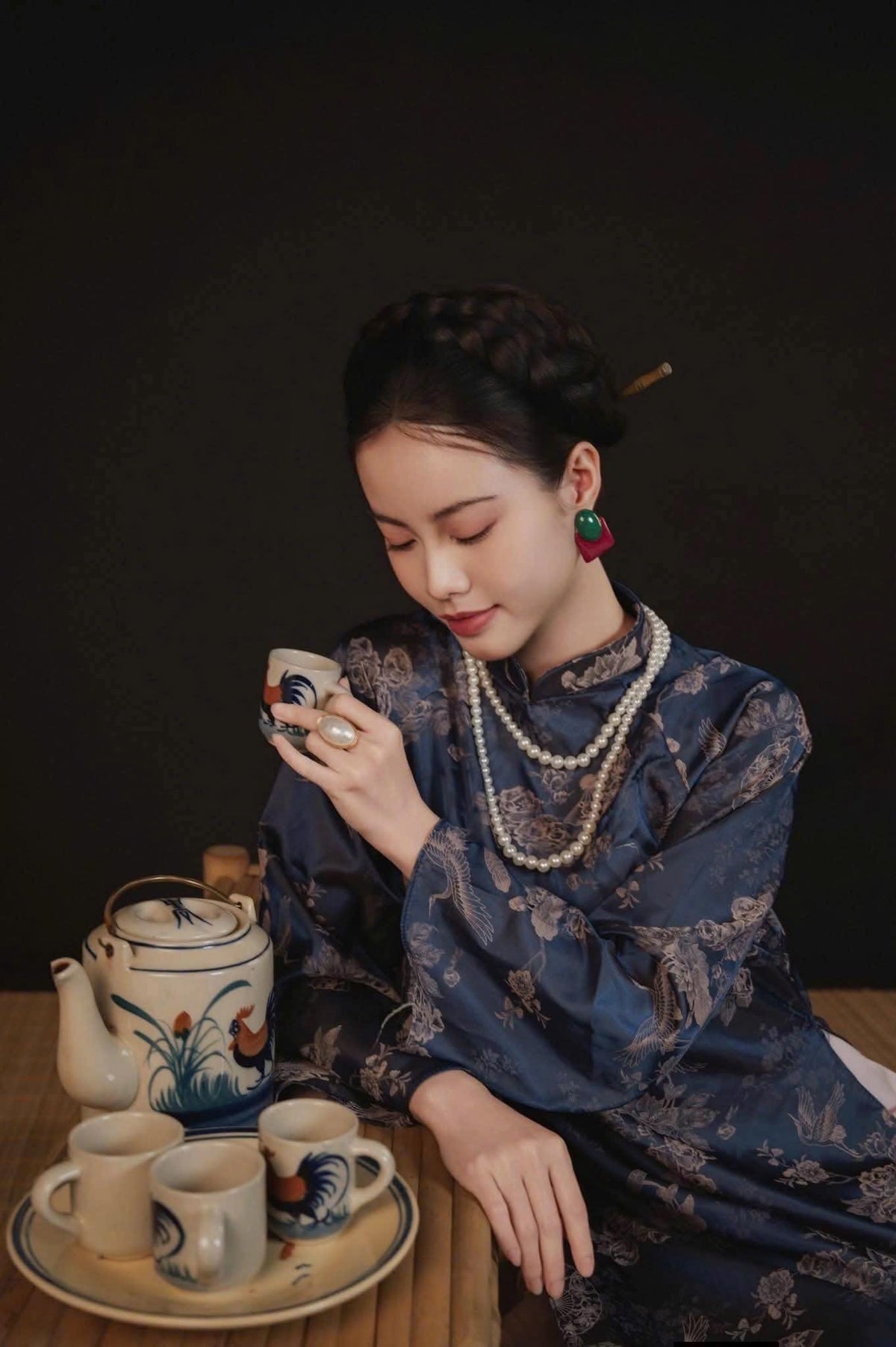 ToNga Vietnamese aodai navy blue, pants included