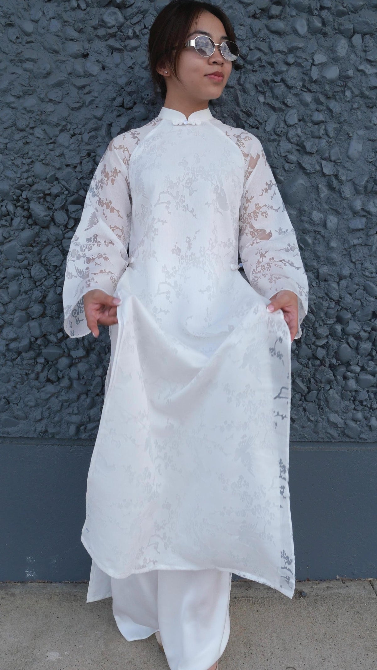 HoaMi Vietnamese aodai white, pants included