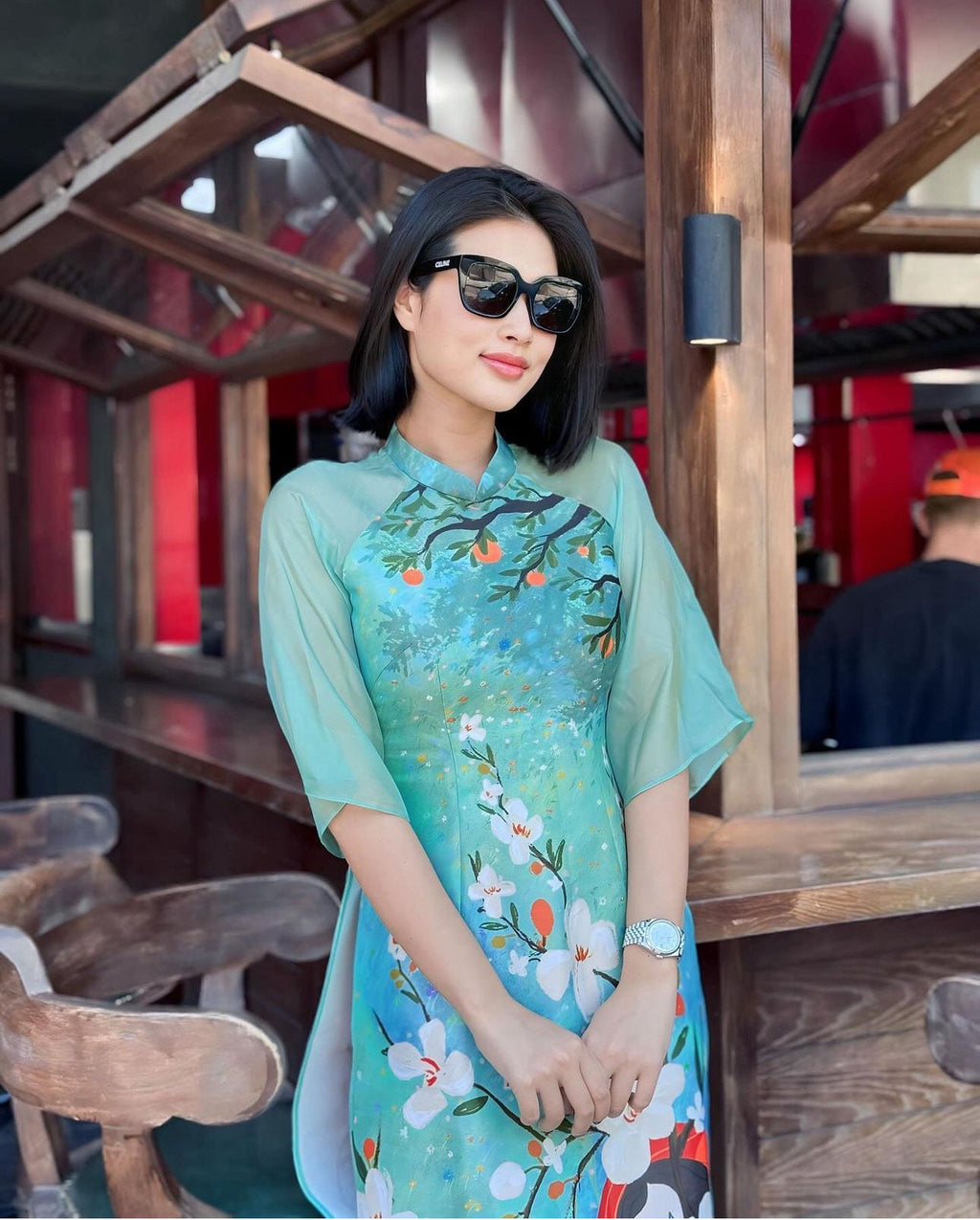 Vietnamese aodai Lep Xanh, pants included