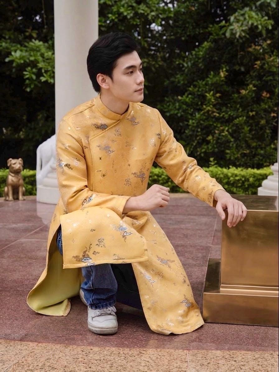 HyMay Men Vietnamese aodai pink, yellow, green
