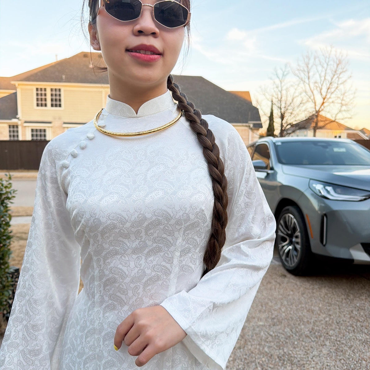 Vietnamese aodai UyenAn red or white ao dai, pants included