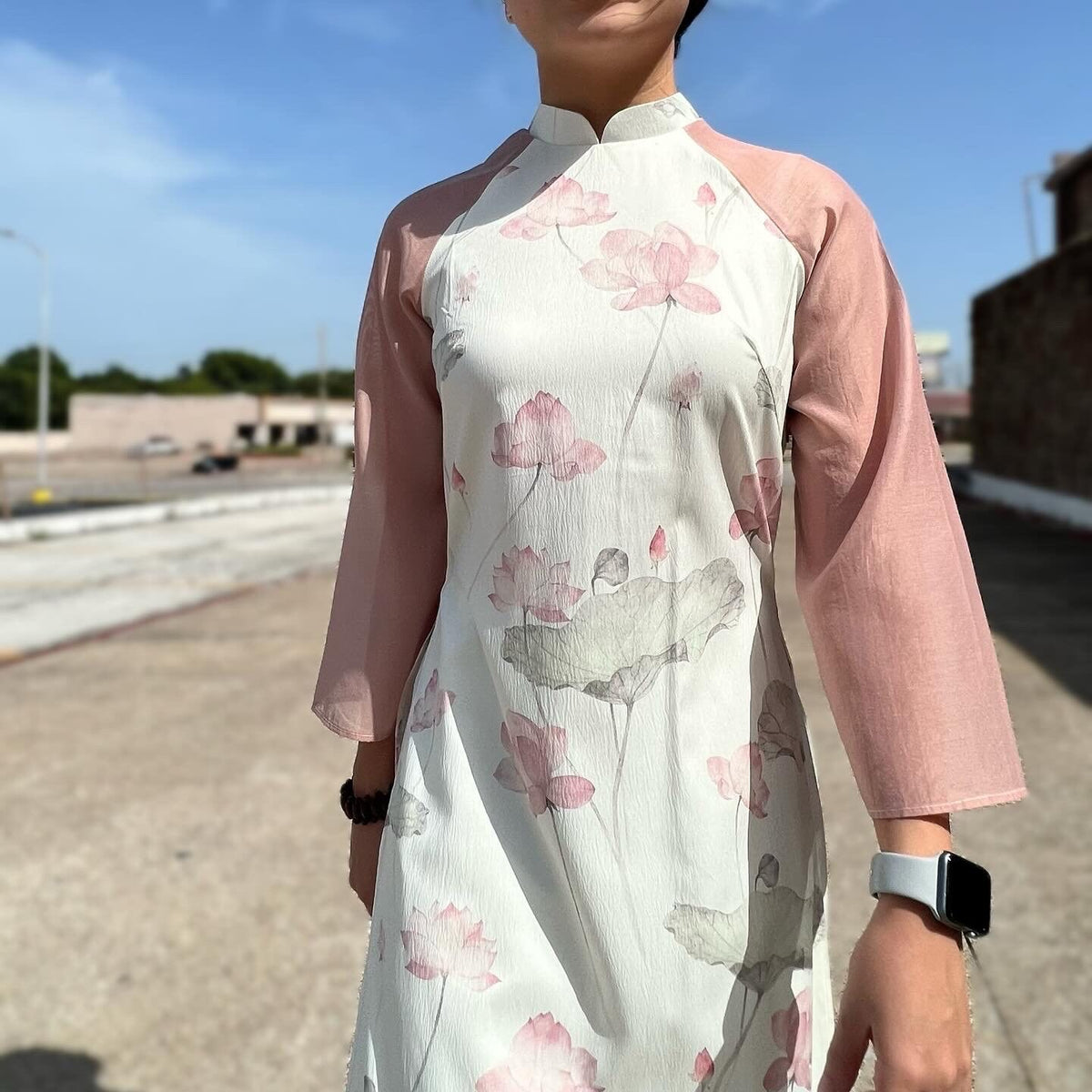 Lotus Vietnamese aodai white, pants included