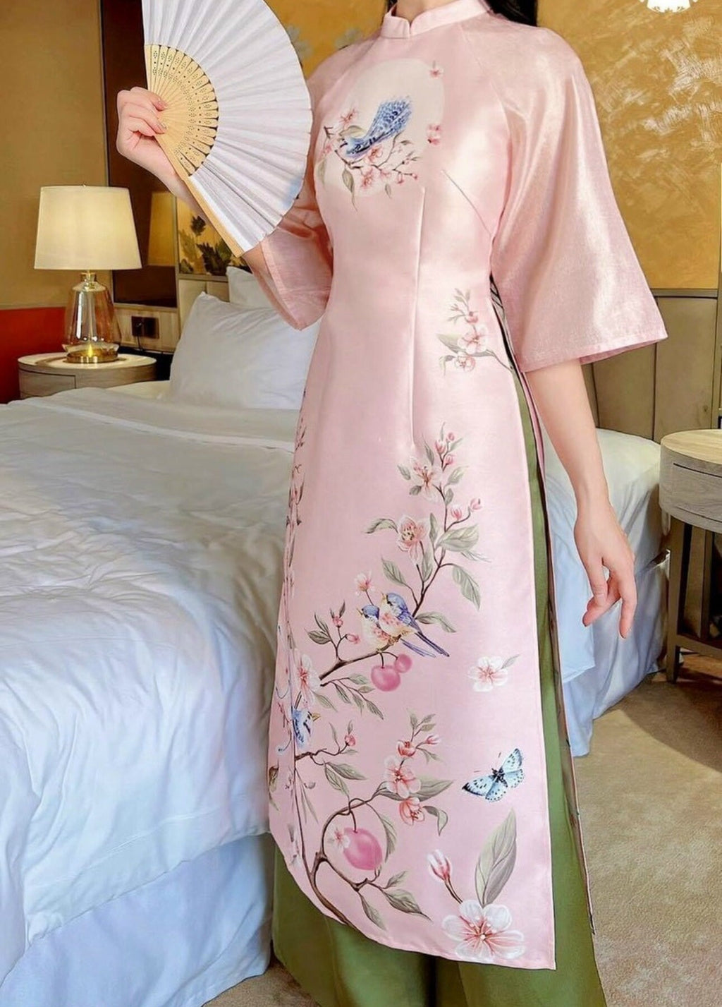 Vietnamese aodai NgocHan pink, pants included