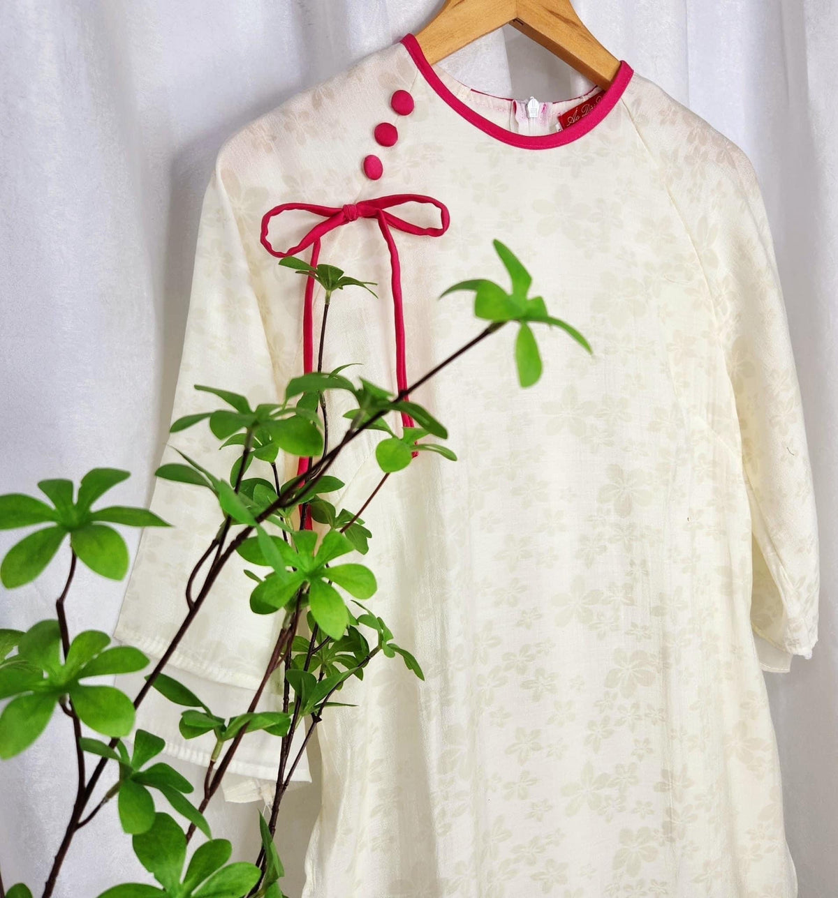 Vietnamese aodai MocTra beige, pants included