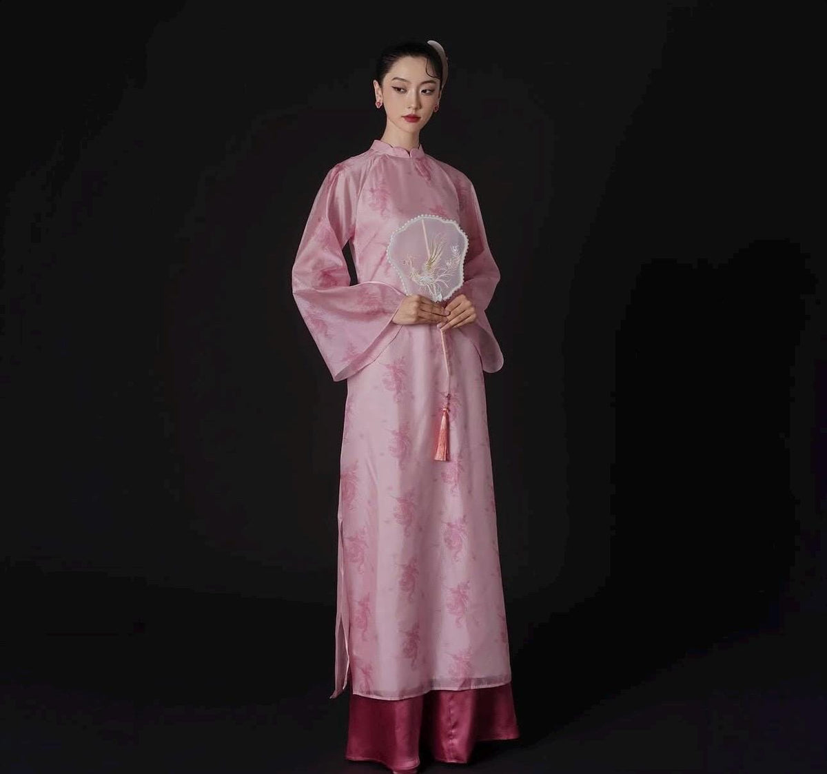 PhungHoa Vietnamese ao dai light pink, pants included