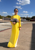 Vietnamese ao dai PolkaDot yellow, pants included