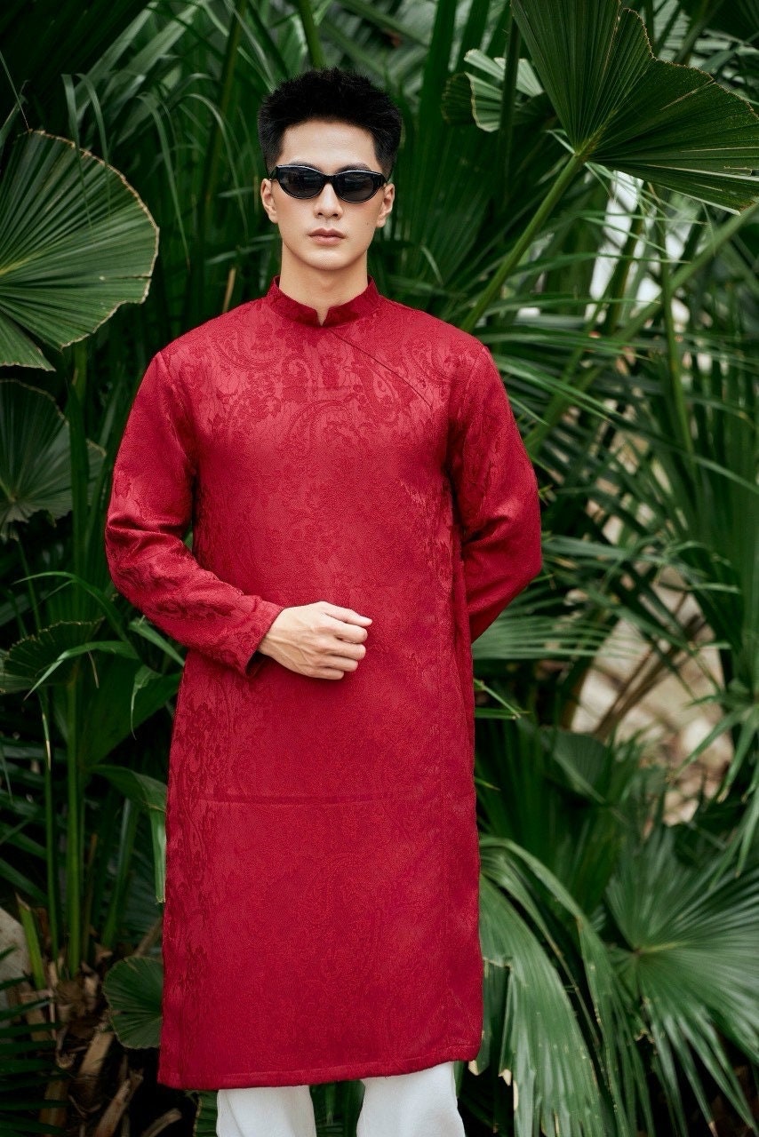 LongCong Men Vietnamese aodai Gam Red or Gray