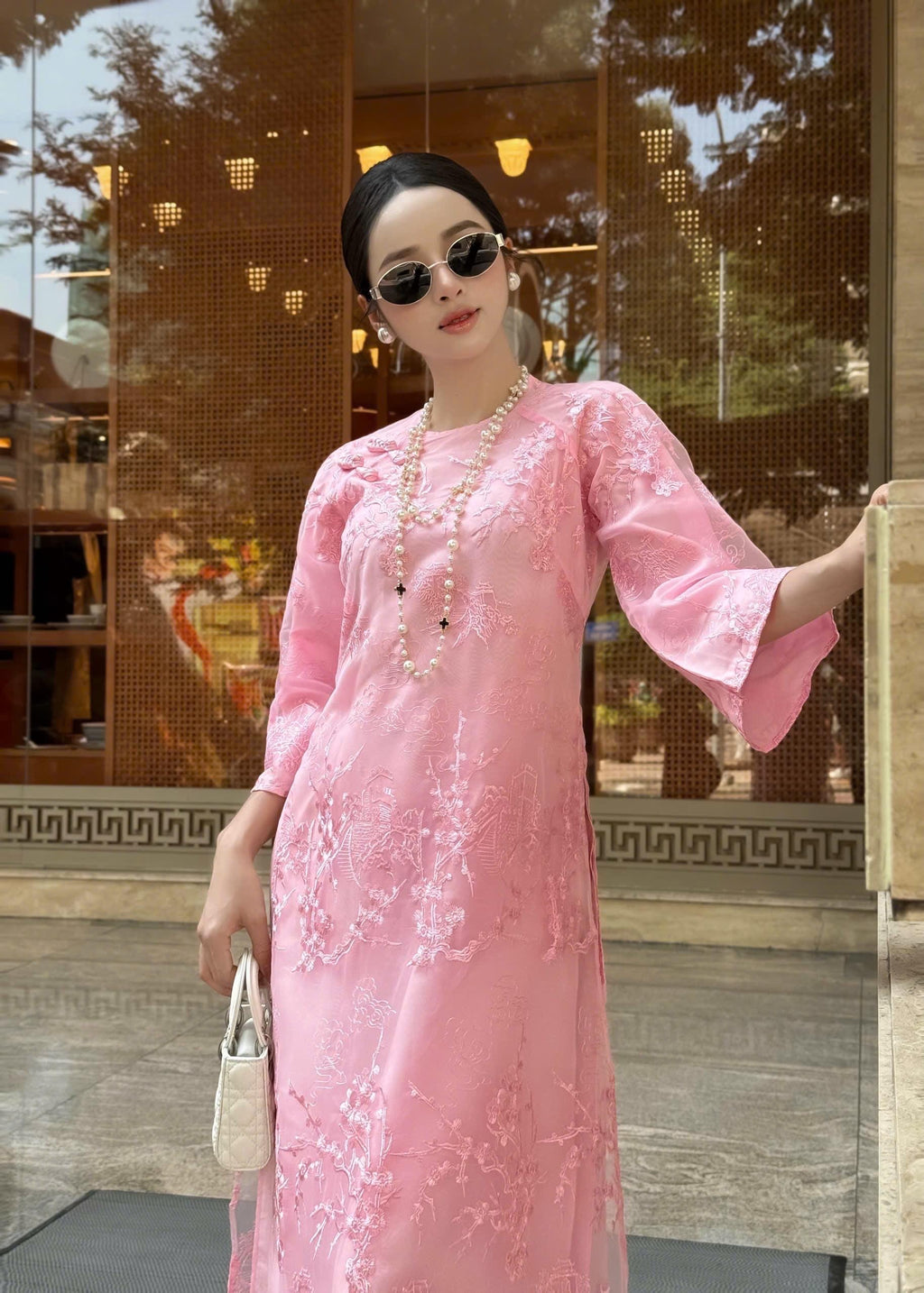 ThuyChi Vietnamese aodai  pink, pants included