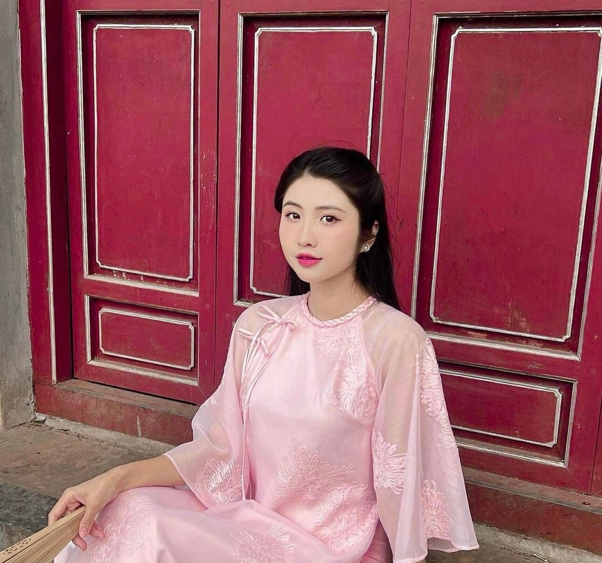 QuynhHoa Vietnamese aodai pink, pants included