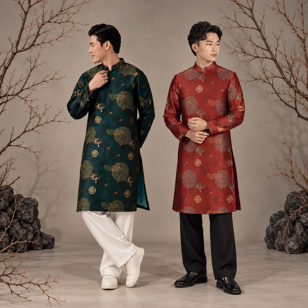 LongVan Men Vietnamese aodai red, green