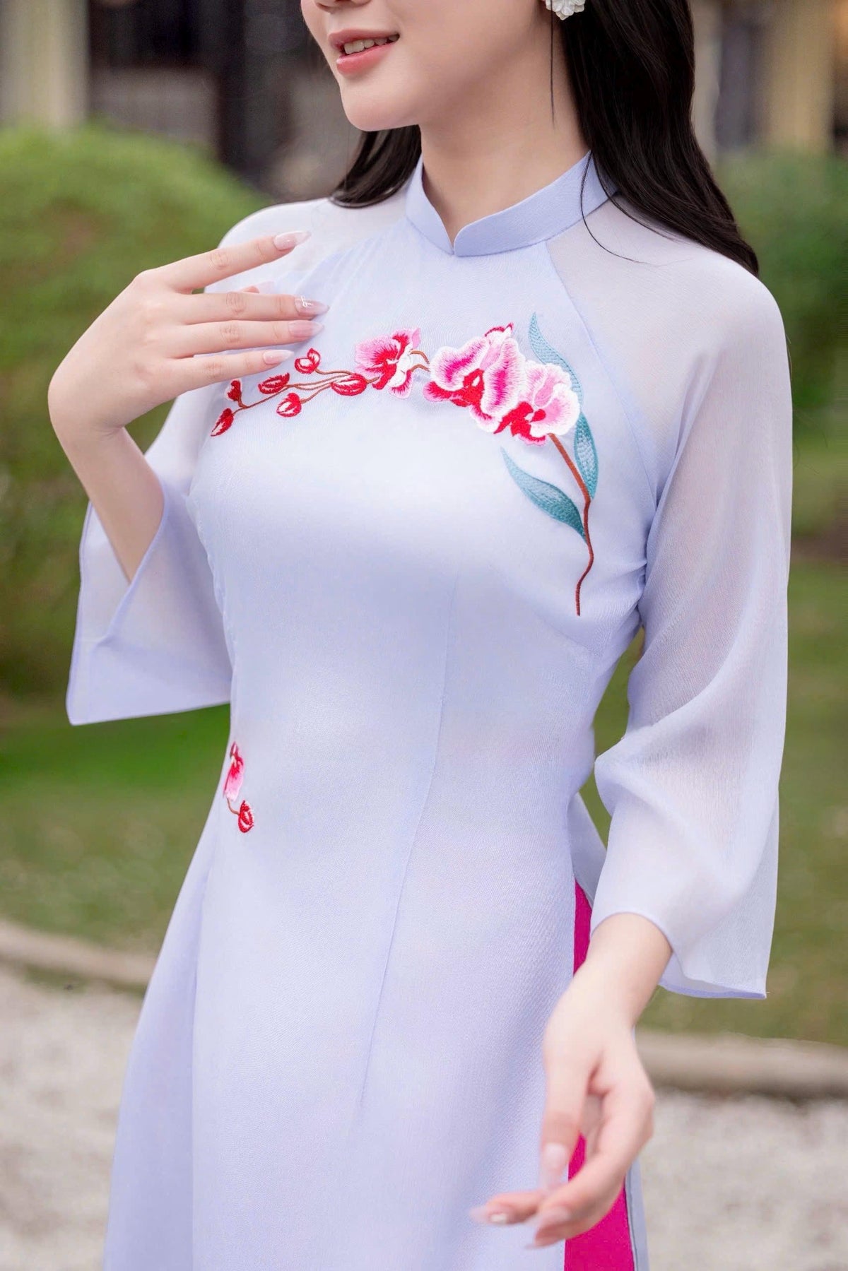 DaLan Vietnamese ao dai purple, pants included