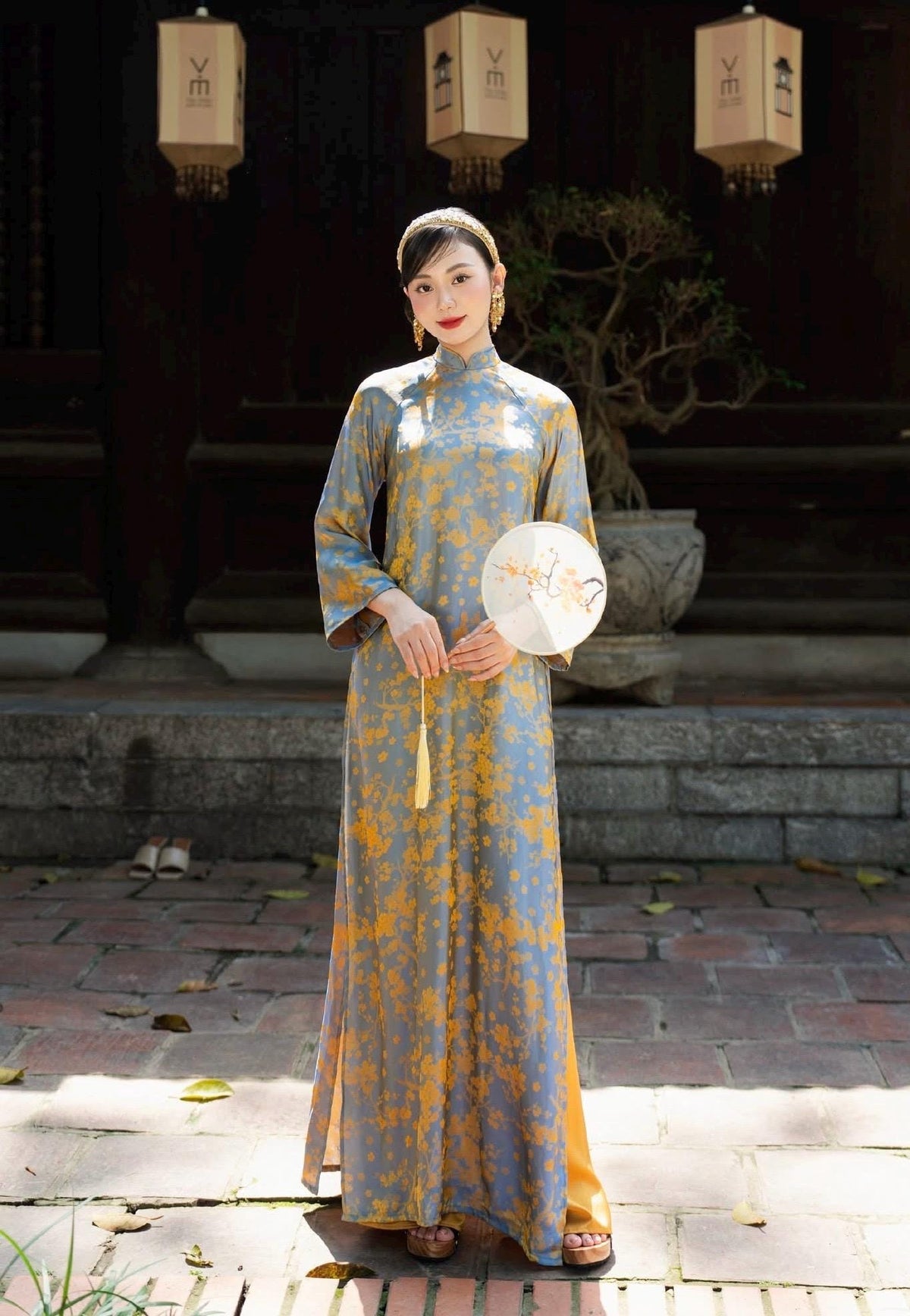 NhuMai Vietnamese ao dai in yellow or purple, pants included