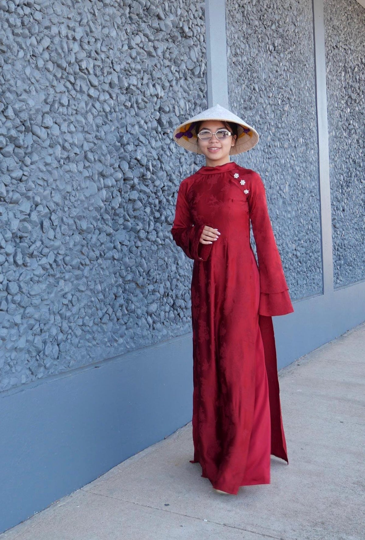 NhuY Vietnamese aodai red, pants included