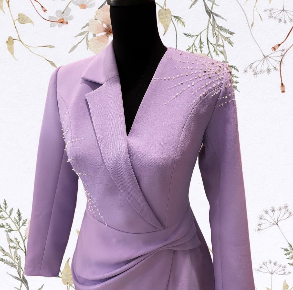 Purple/ivory blazer design dress