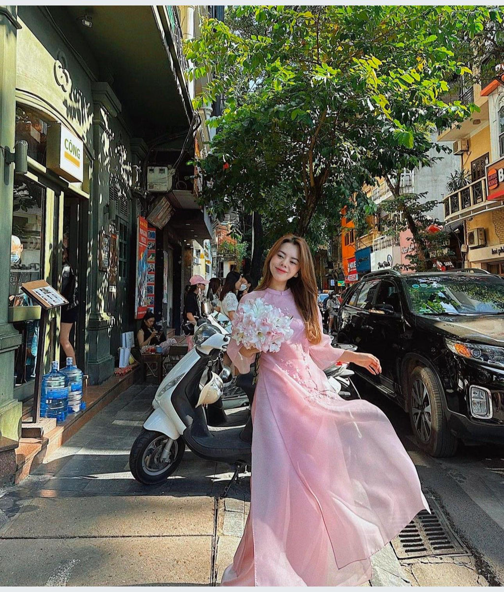 DaoAn Vietnamese aodai pink, pants included