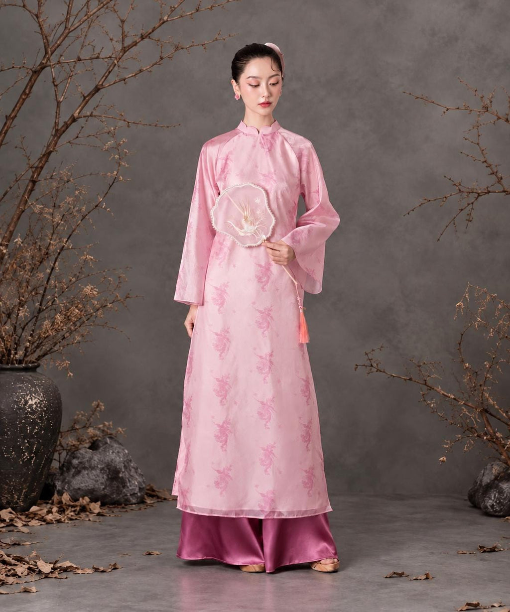 PhungHoa Vietnamese ao dai light pink, pants included