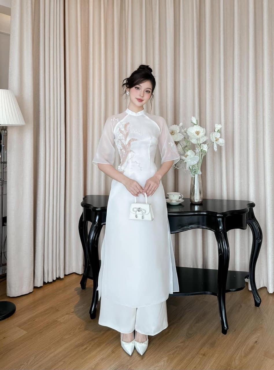 Vietnamese aodai LinhLan White, pants included