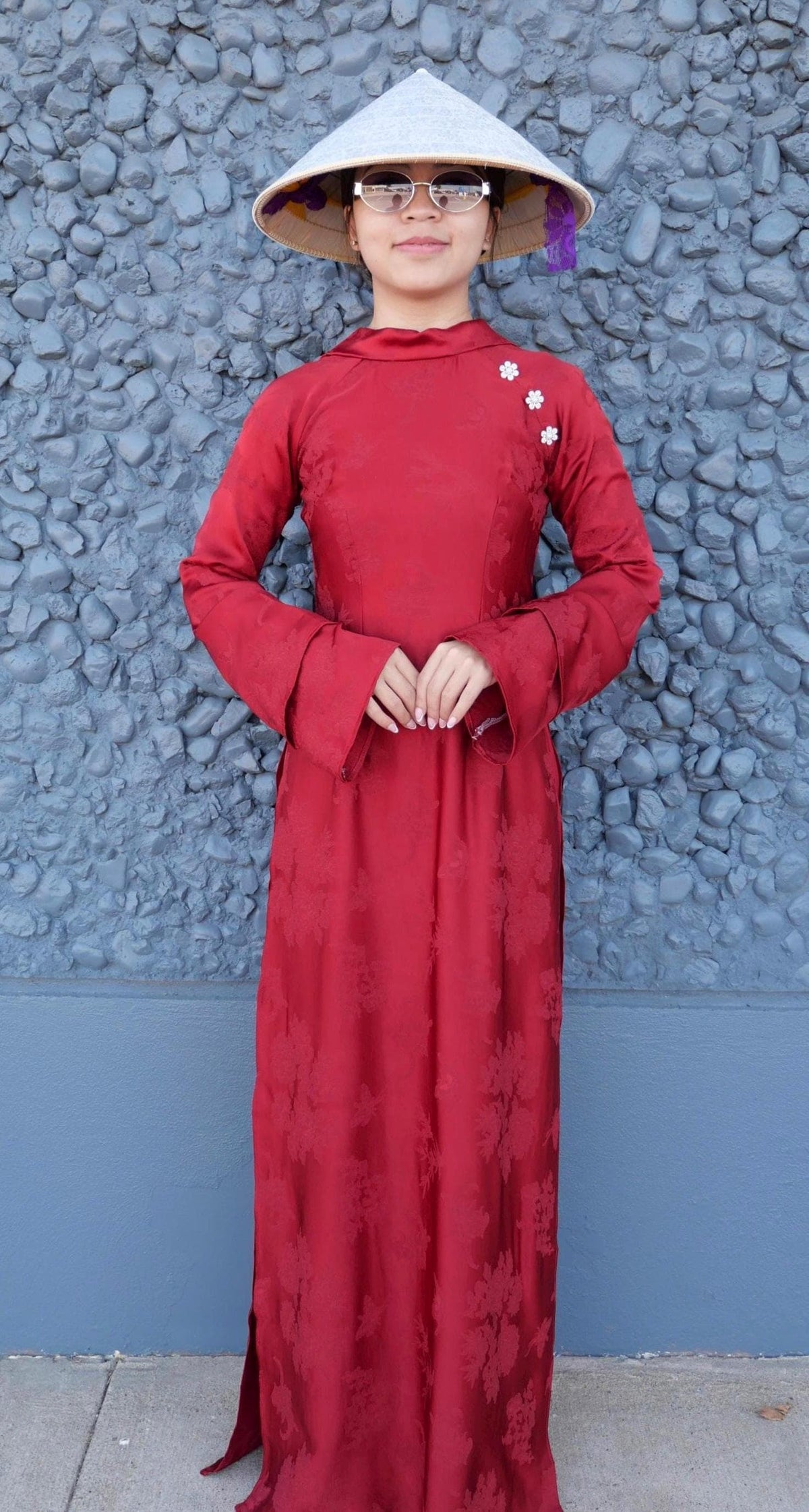 NhuY Vietnamese aodai red, pants included