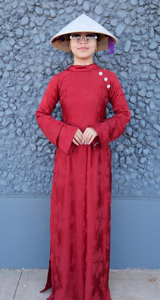 NhuY Vietnamese aodai red, pants included