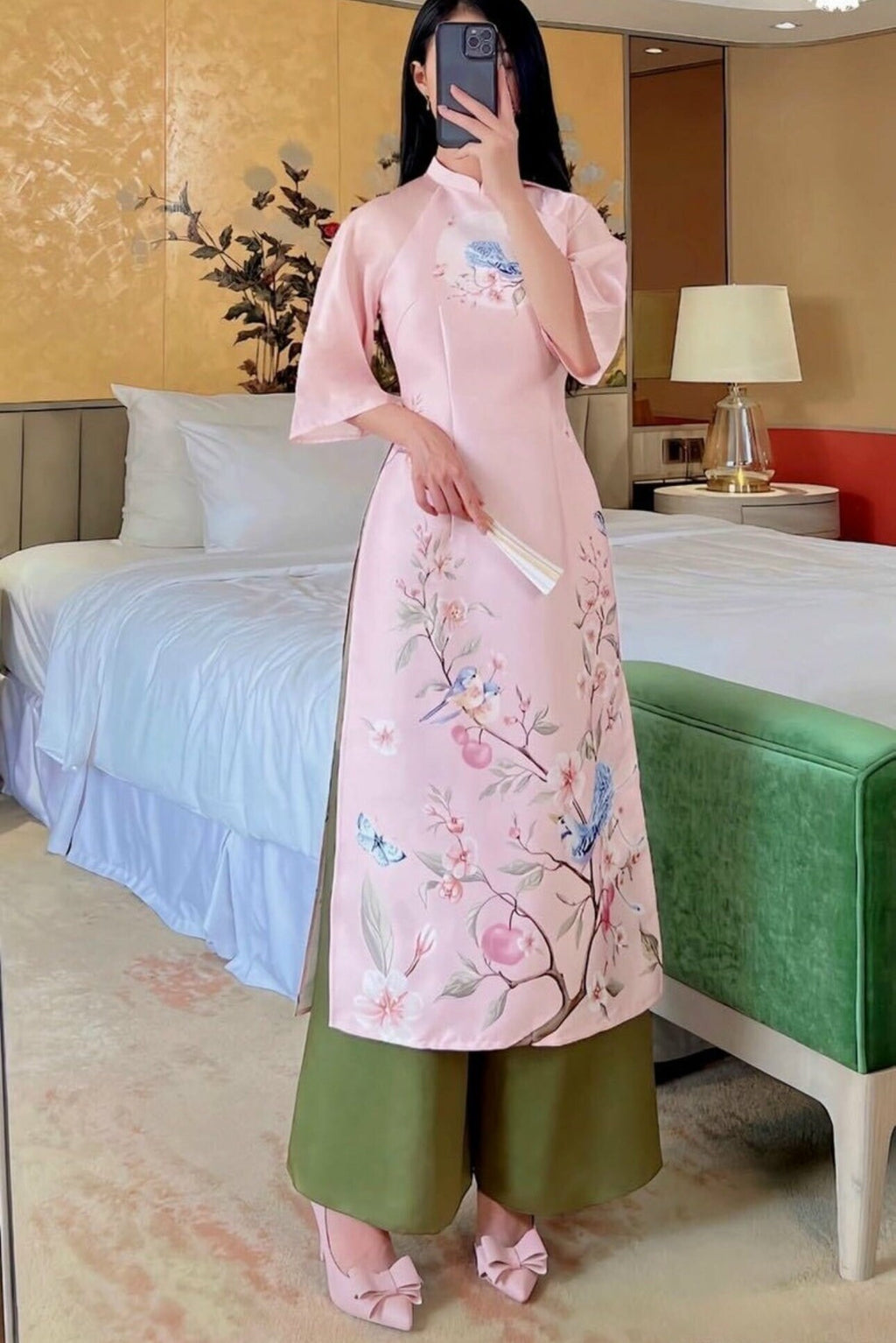 Vietnamese aodai NgocHan pink, pants included