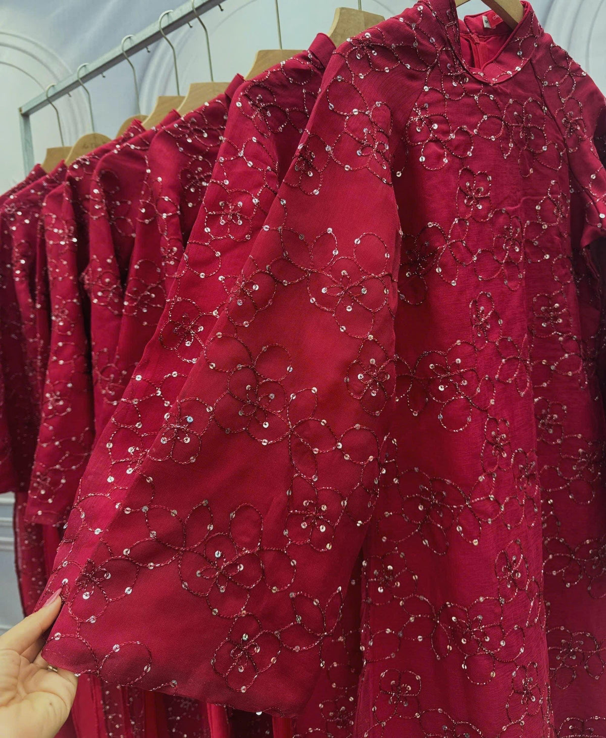 TraCuc Vietnamese aodai kimsa red, pants included