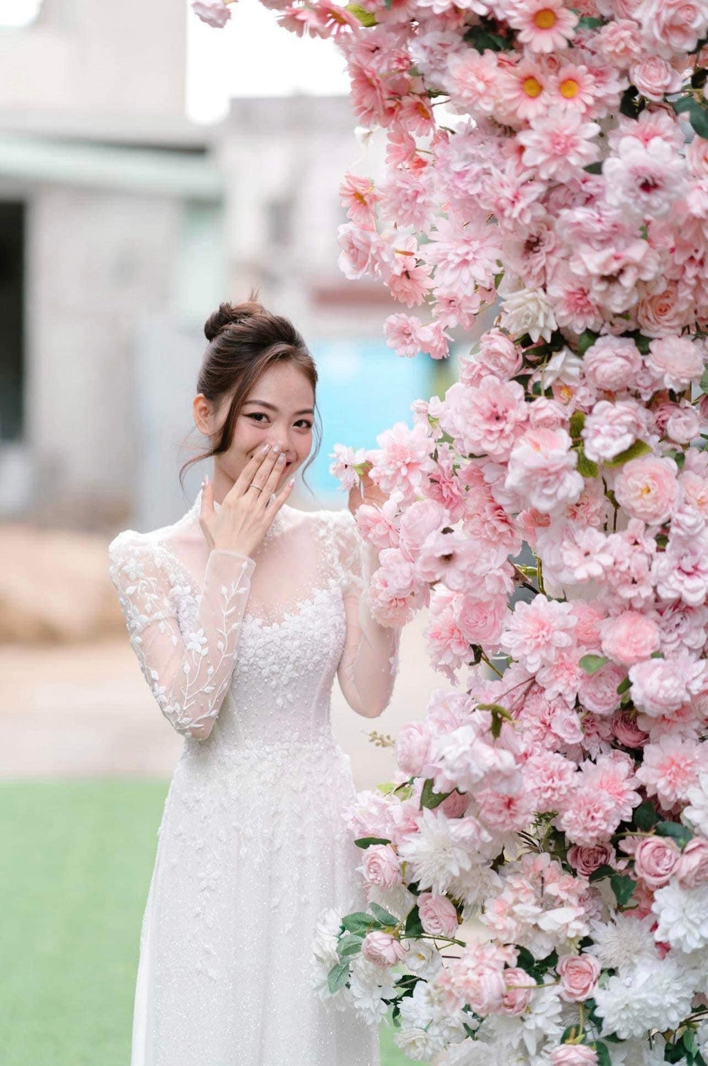 Bridal Vietnamese ao dai for wedding, pants included