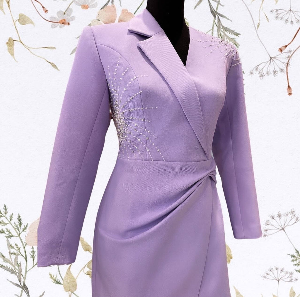 Purple/ivory blazer design dress