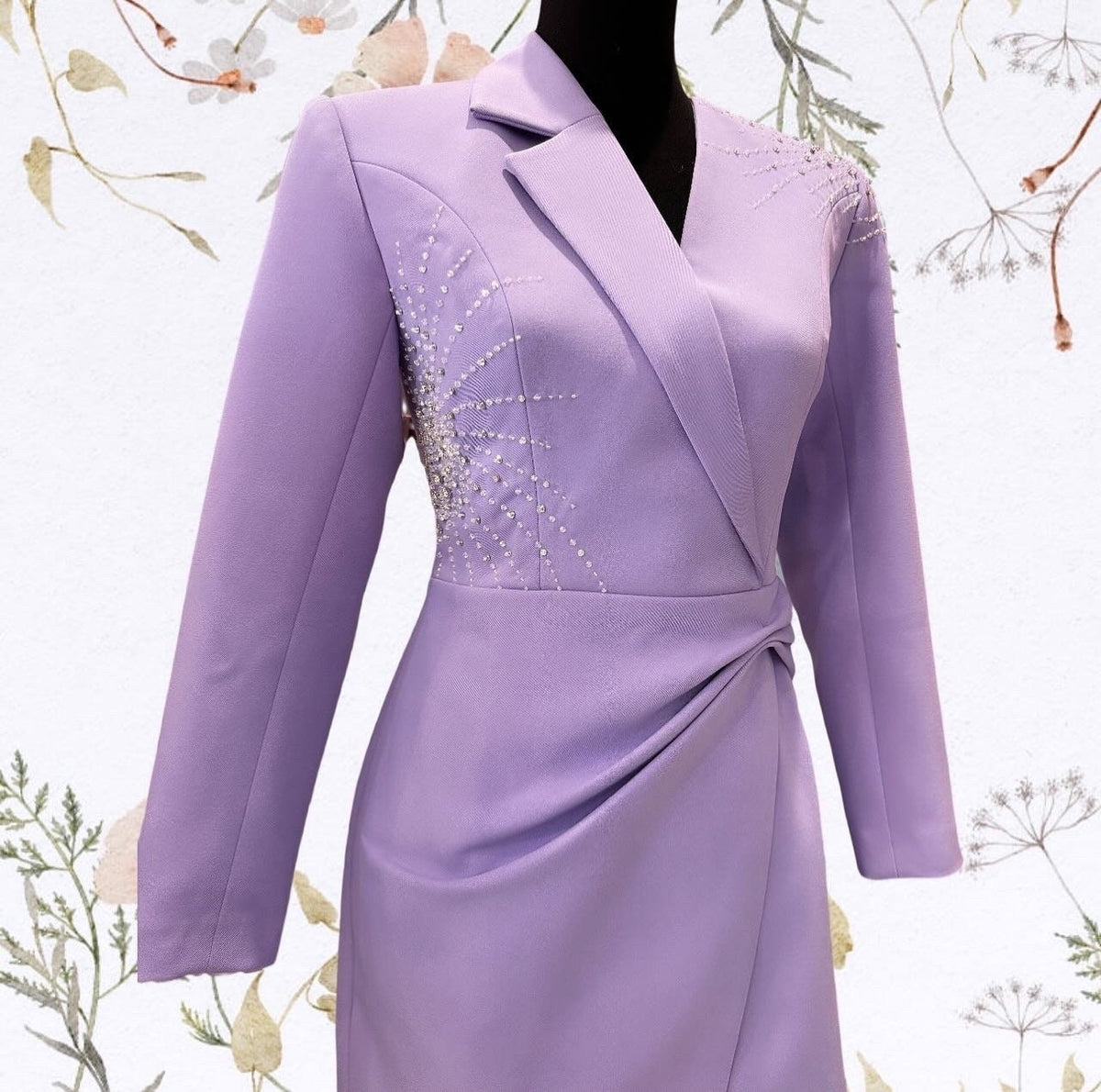 Purple/ivory blazer design dress