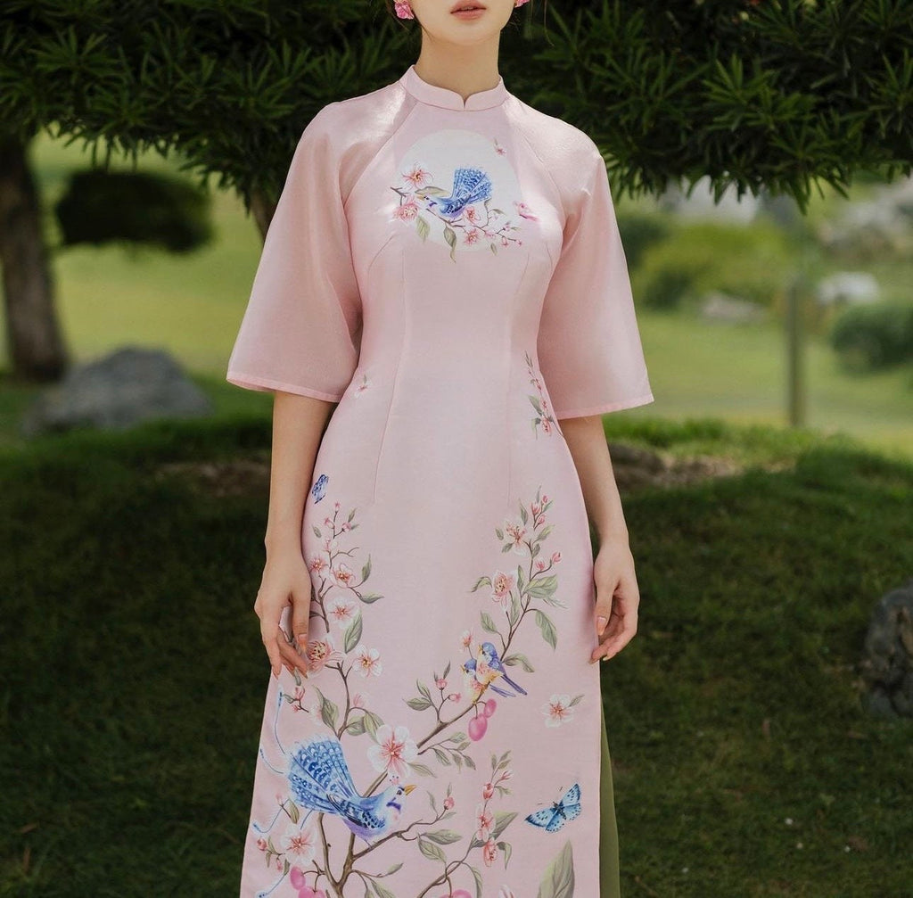 Vietnamese aodai NgocHan pink, pants included