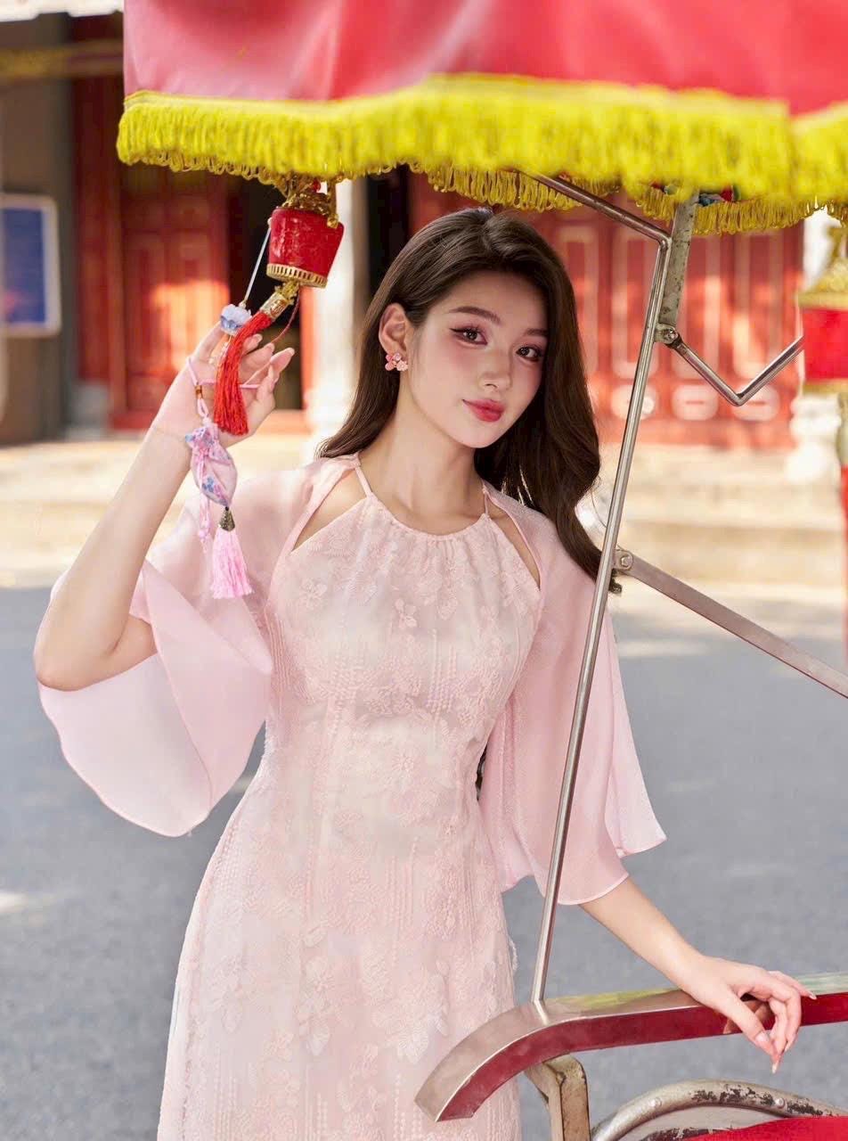 Lacey Vietnamese pink aodai, pants included