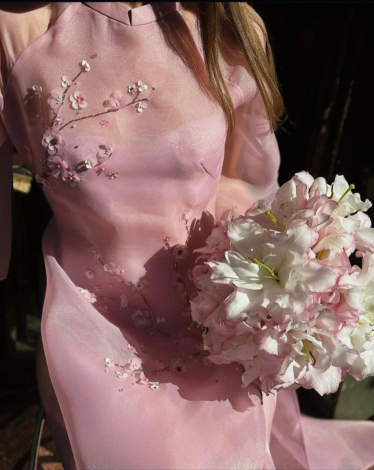 DaoAn Vietnamese aodai pink, pants included