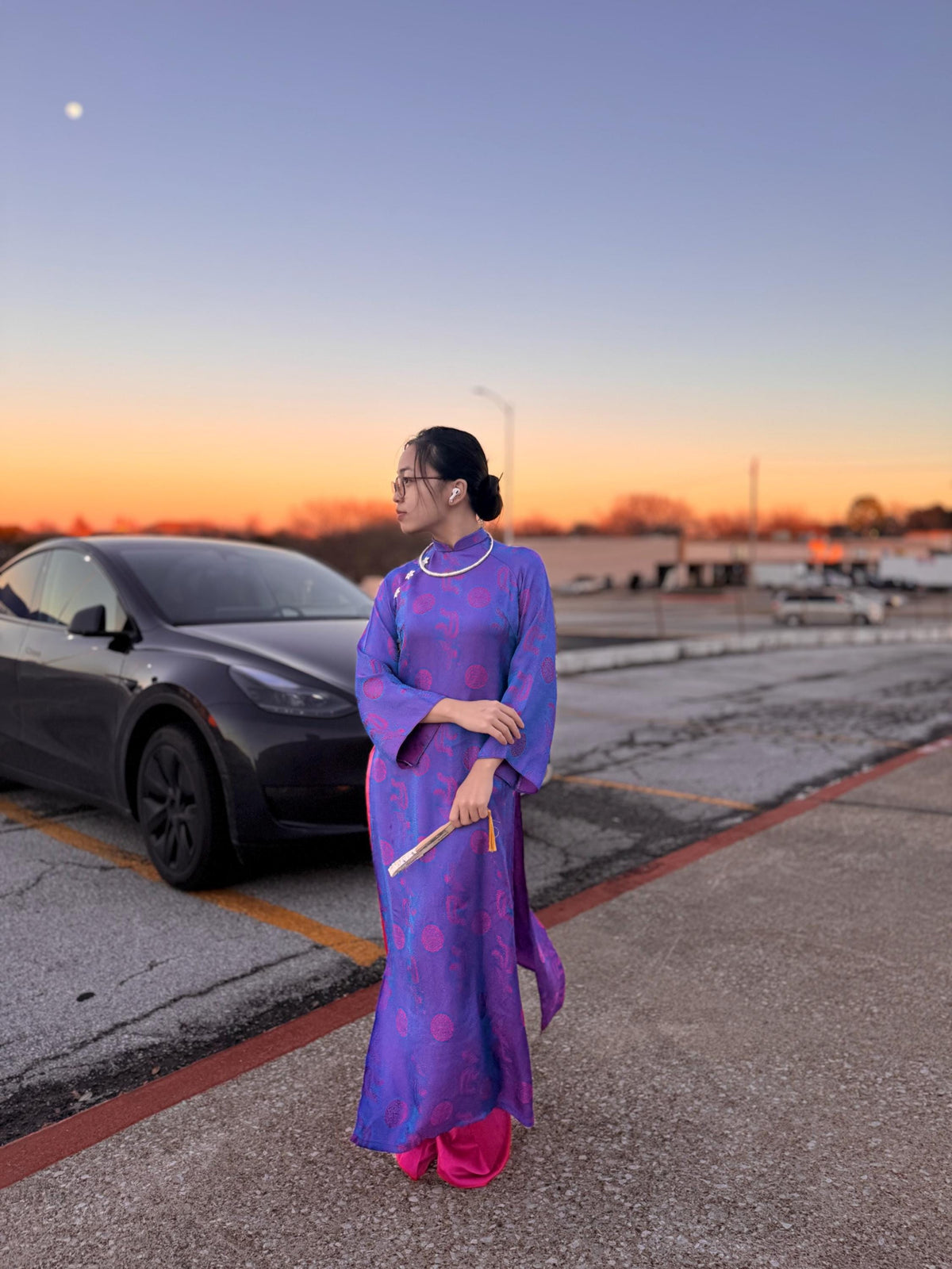 Vietnamese ao dai PhuongTam to tam aodai blue purple pink, pants included