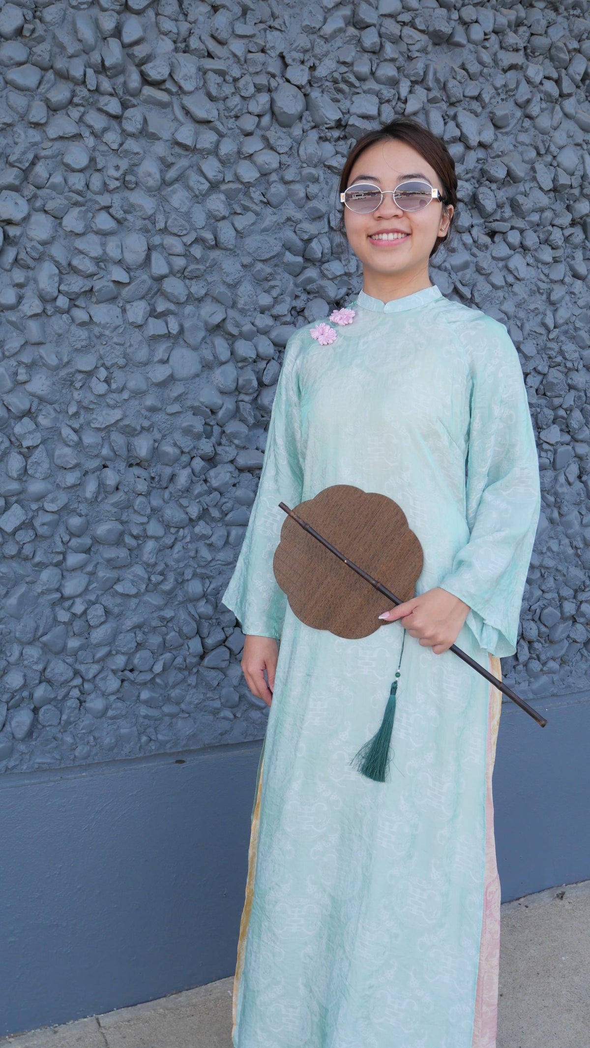 NgocThu Vietnamese aodai minty tencel silk ao dai, pants included