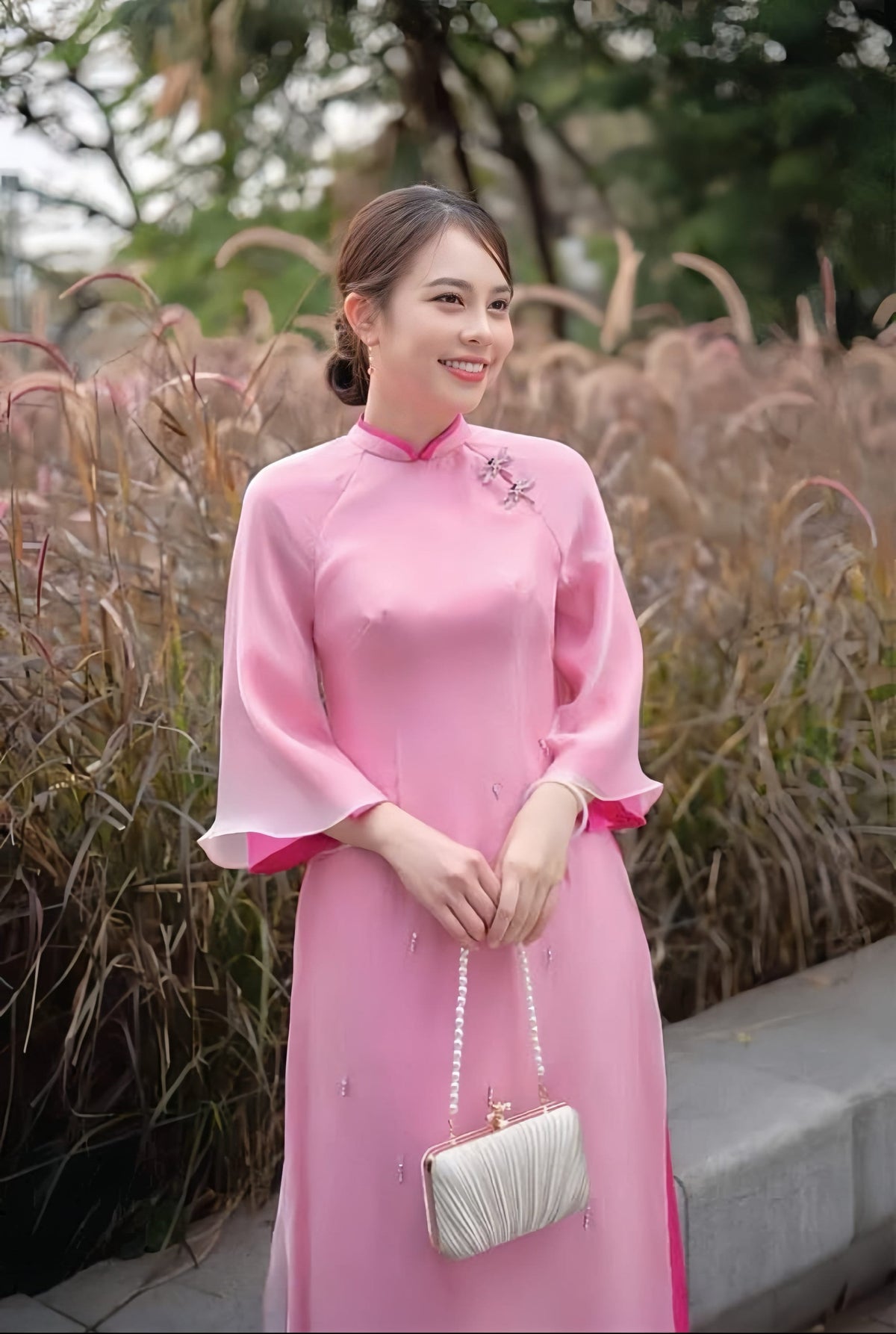 LuaTo Vietnamese aodai pink, pants included
